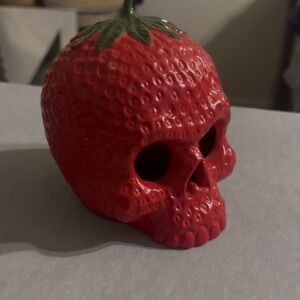 Quirky Red Strawberry Skull Ornament